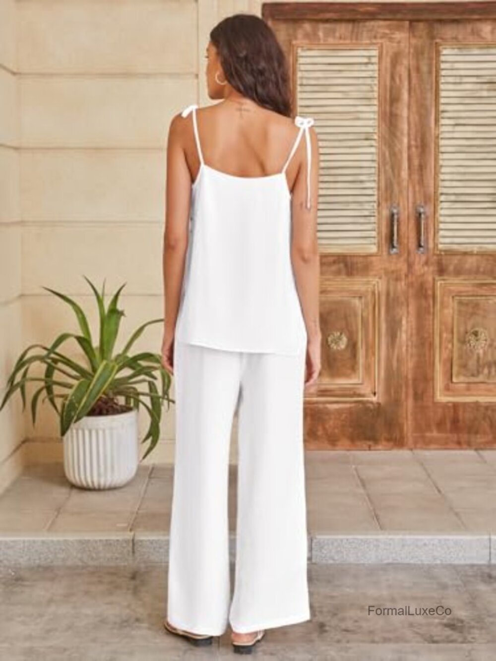 2 Piece Summer Set - Sleeveless Top & Wide Leg Pants - Loose Loungewear Travel - Picture 4 of 7